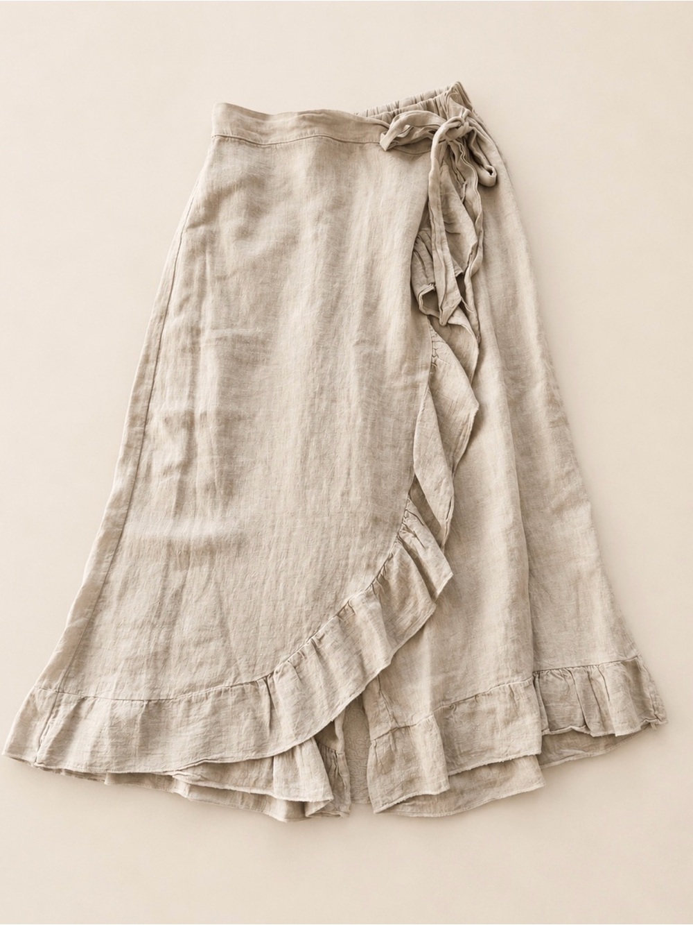 Linen Cotton Wrap Skirt Pants Cropped Wide Leg Marta du Château L/XL